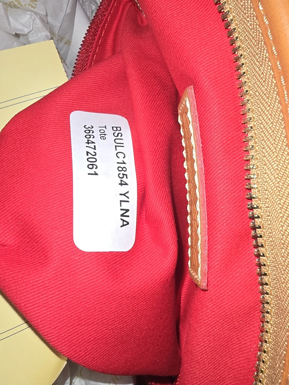 Dooney & Bourke Yellow and White Striped Tote with Tan Trim